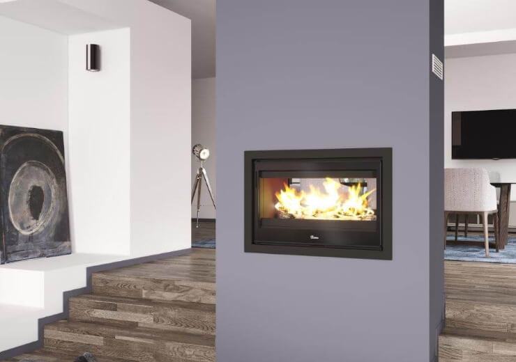 Lacunza 800 & 1000 Nickel Double Sided Built-in Fireplace - Image 6