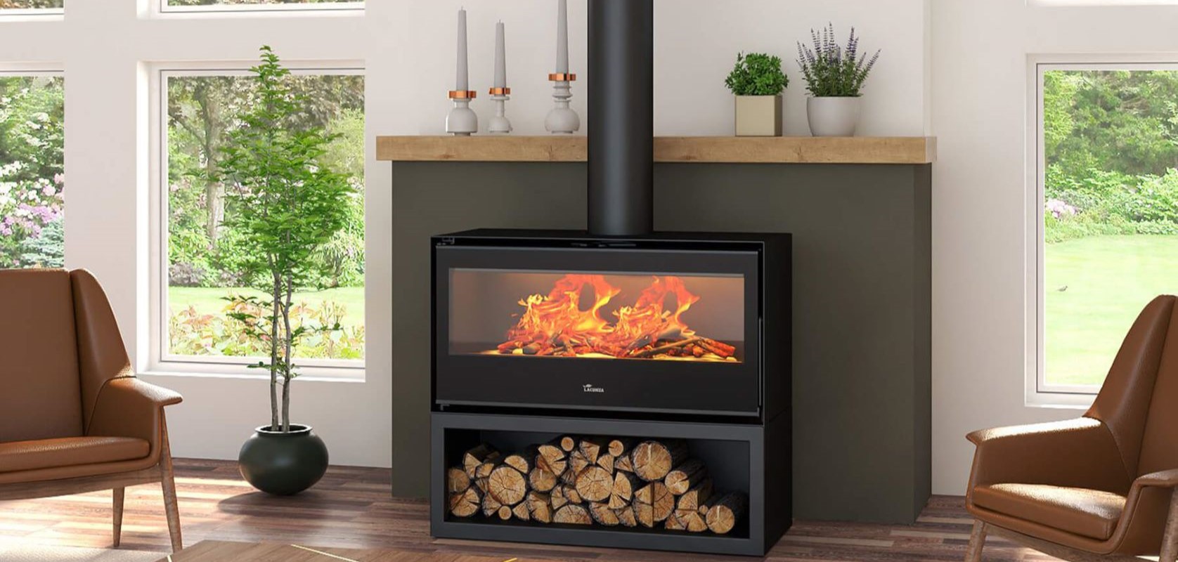Lacunza Silver 700, 800 & 1000 Freestanding Fireplace - Image 7