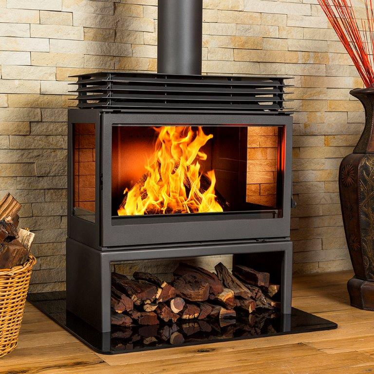 Liseo L91 Titan Freestanding Fireplace with Side Glass