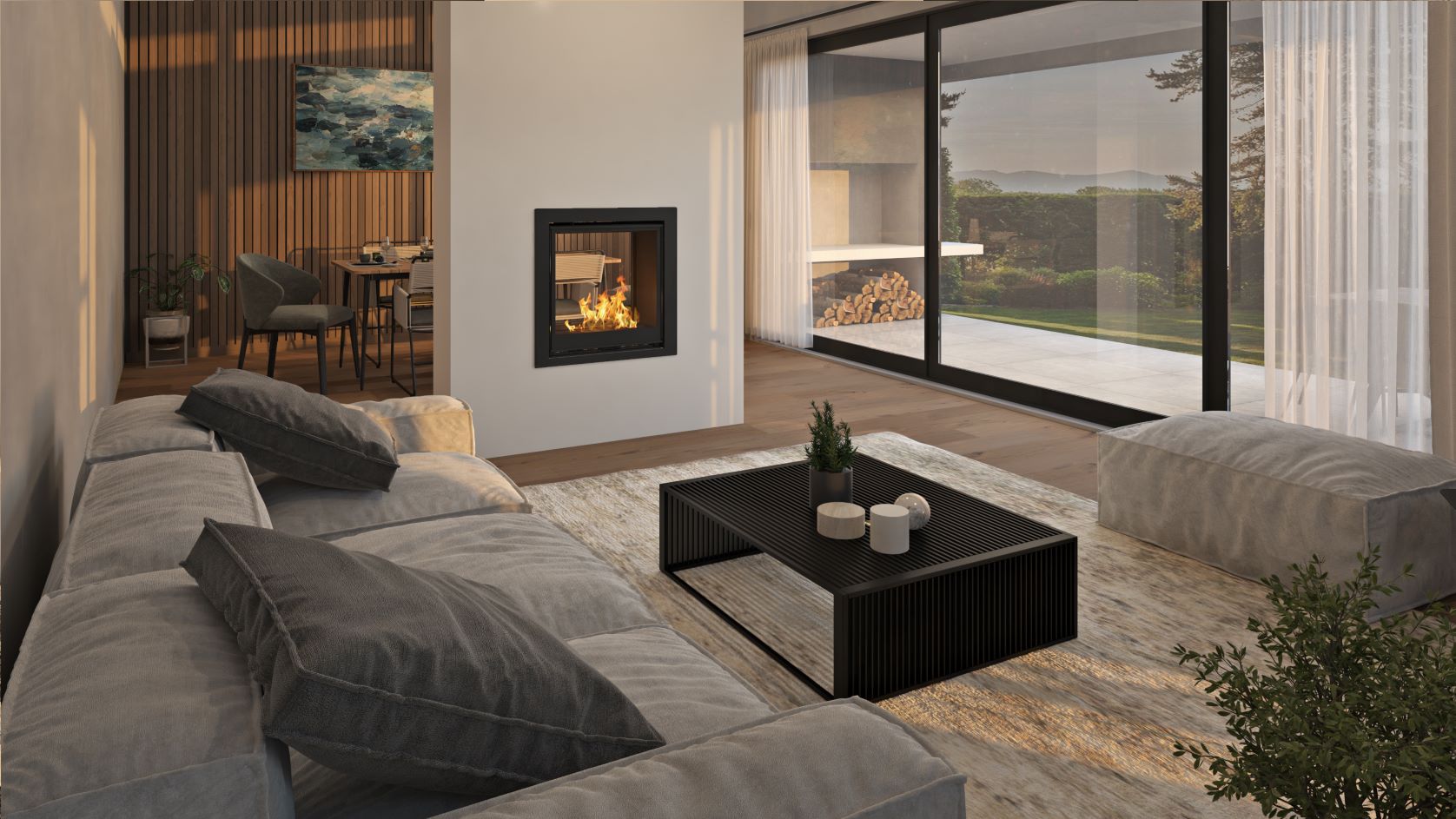 Signi Fires Element 80 Built In Double Sided Gas Fireplace